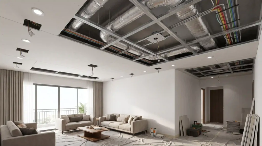 AC, Wiring, and Services Inside the Ceiling